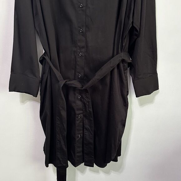 The Limited Short Sleeve Black Belted Shirt Dress Plus 4X Button Front Short NEW - Picture 2 of 11